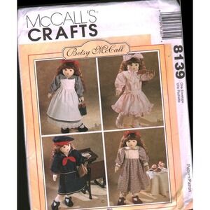 McCalls 8139 Betsy McCall 18 Doll Clothes Sewing Pattern Dress Pinafore Hat Shoe